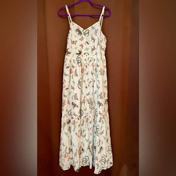 NWOT animal all over print snake Fauna maxi 100% cotton dress prairie boho L - Picture 9 of 16